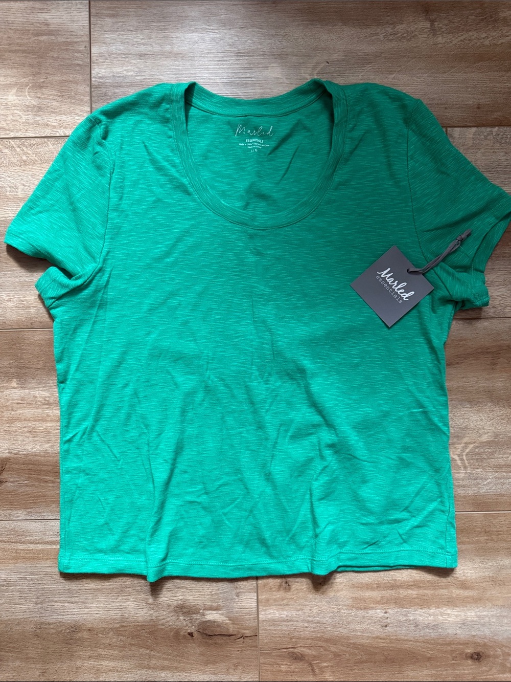 Marled Green Short-Sleeve Scoop Neck Tee